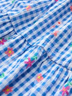 Next - Robe d'été à bretelles Effet froissé (3-16ans) Vichy bleu Online