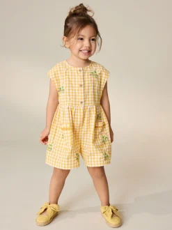 Next Vichy jaune brodé - Combinaison sans manches (3mois à7ans) Best