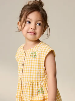 Next Vichy jaune brodé - Combinaison sans manches (3mois à7ans) Best