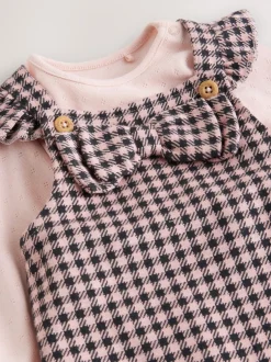 Next Vichy rose / chocolat - Body à manches longues et salopettes bébé Ensemble 2 pièces (0mois-2ans) Outlet