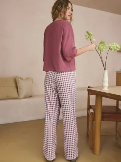 Next - Pyjama à manches courtes en coton Vichy violet mauve Sale