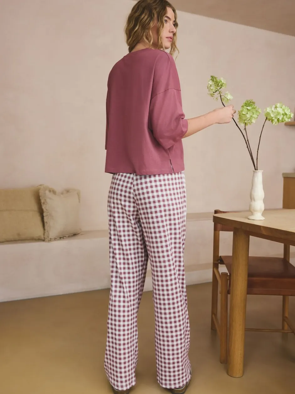 Next - Pyjama à manches courtes en coton Vichy violet mauve Sale