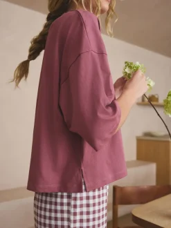 Next - Pyjama à manches courtes en coton Vichy violet mauve Sale