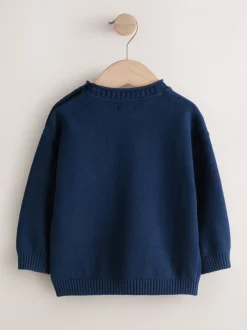 Next - Personnage Pull Col rond en maille (3mois-7ans) Vie marine bleu marine