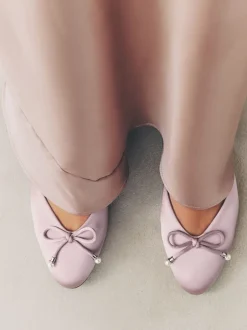 Next vieux rose - Ballerines de demoiselle d’honneur effet perle avec nœud New