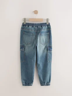 Next vintage bleu - Jean cargo à taille élastique (3-16ans) New