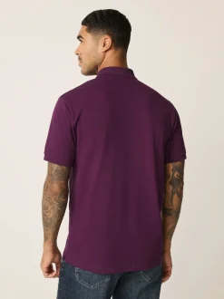 Next - Ajustement régulier - Polo Manches courtes Pique Violet Outlet