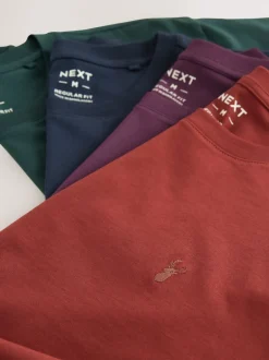 Next - Ajustement régulier - T-shirt 4 Pack Violet / Bleu bleu marine / Orange / Vert Hot