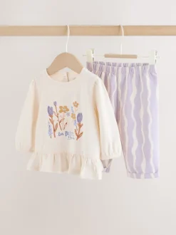 Next Violet à fleurs - Ensemble 2 Pieces pour T-shirt et Pantalons BÉBÉ (0mois-2ans)
