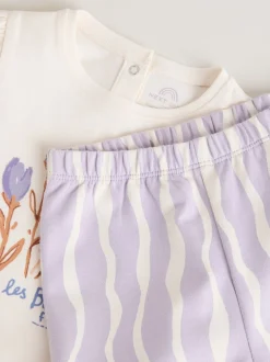 Next Violet à fleurs - Ensemble 2 Pieces pour T-shirt et Pantalons BÉBÉ (0mois-2ans)