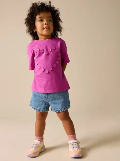 Next Violet - Haut brodé cœur à manches courtes (3mois-7ans) New