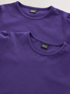 Next - Lot de 2 t-shirts à manches bouffantes (3-16ans) Violet Clearance