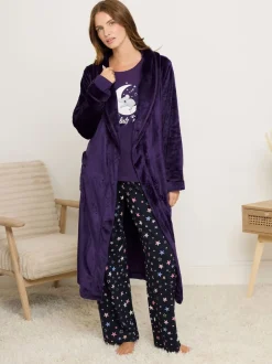 M&Co Violet - Peignoir à col châle à ruban