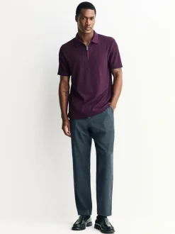 Next Violet - Polo texturé élégant à col zippé Discount
