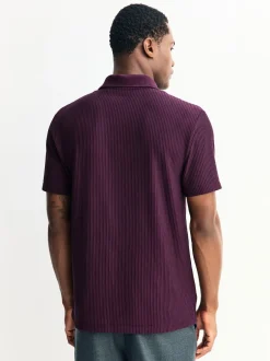 Next Violet - Polo texturé élégant à col zippé Discount