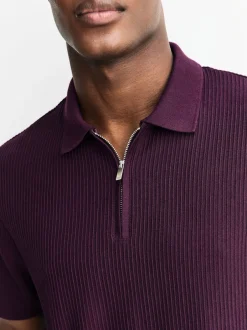 Next Violet - Polo texturé élégant à col zippé Discount