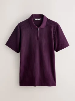Next Violet - Polo texturé élégant à col zippé Discount