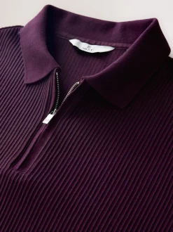 Next Violet - Polo texturé élégant à col zippé Discount