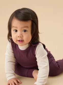 Mori Violet - Salopette barboteuse côtelée