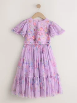 Next Violet lilas - Ensemble Lehenga haut et jupe fleuri avec ornements (3-16ans) Sale