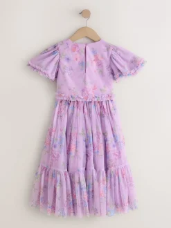 Next Violet lilas - Ensemble Lehenga haut et jupe fleuri avec ornements (3-16ans) Sale