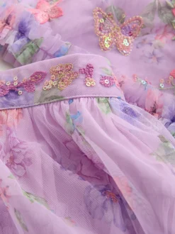 Next Violet lilas - Ensemble Lehenga haut et jupe fleuri avec ornements (3-16ans) Sale