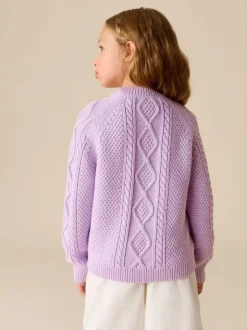 Little Bird by Jools Oliver Violet lilas - Cardigan en Coton Torsade