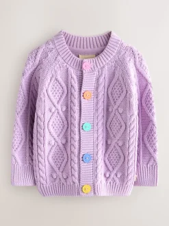 Little Bird by Jools Oliver Violet lilas - Cardigan en Coton Torsade