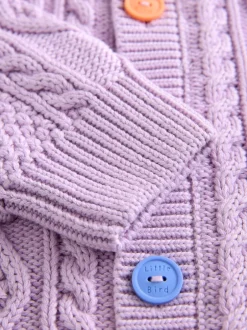 Little Bird by Jools Oliver Violet lilas - Cardigan en Coton Torsade
