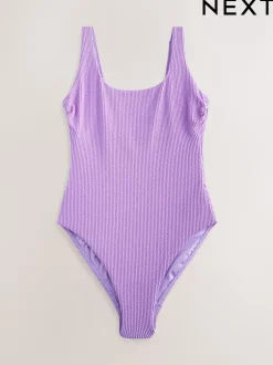 Next - Maillot de bain gainant à encolure dégagée Violet lilas