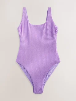 Next - Maillot de bain gainant à encolure dégagée Violet lilas