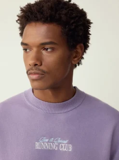 Next Violet lilas - Pulls N. Premium Décontracté Milieu Weight Running Club Graphique Col rond