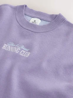 Next Violet lilas - Pulls N. Premium Décontracté Milieu Weight Running Club Graphique Col rond