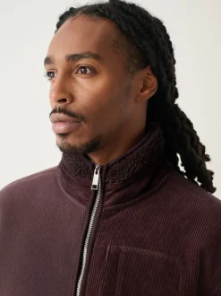 Next Violet prune - Polaire à col zippé en velours côtelé Clearance