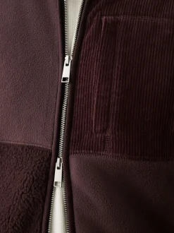 Next Violet prune - Polaire à col zippé en velours côtelé Clearance