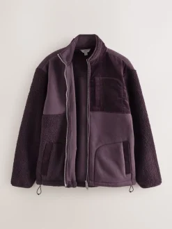 Next Violet prune - Polaire à col zippé en velours côtelé Clearance