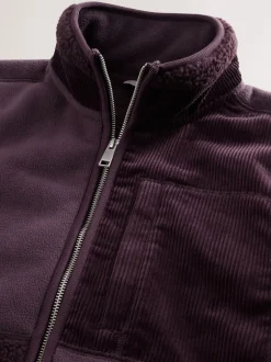 Next Violet prune - Polaire à col zippé en velours côtelé Clearance