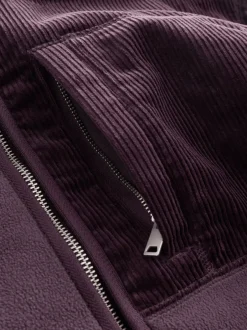 Next Violet prune - Polaire à col zippé en velours côtelé Clearance