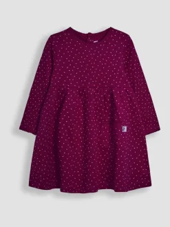Jojo Maman Bébé Violet prune - Robe en jersey imprimé à pois New