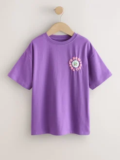 Next - T-shirt oversize imprimé graphique (3-16ans) Violet Superpositions Discount