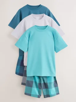 Next Violet/Bleu canard/Bleu - Pyjama court à carreaux tissés 3 Pack (3-16ans) Online