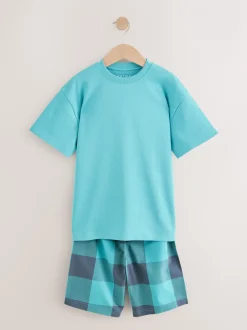 Next Violet/Bleu canard/Bleu - Pyjama court à carreaux tissés 3 Pack (3-16ans) Online