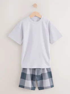 Next Violet/Bleu canard/Bleu - Pyjama court à carreaux tissés 3 Pack (3-16ans) Online