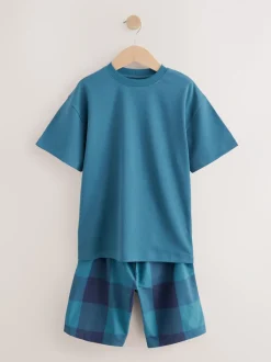 Next Violet/Bleu canard/Bleu - Pyjama court à carreaux tissés 3 Pack (3-16ans) Online