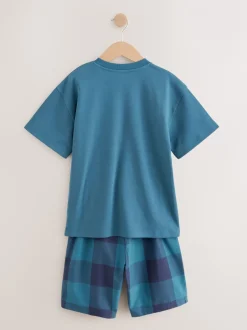 Next Violet/Bleu canard/Bleu - Pyjama court à carreaux tissés 3 Pack (3-16ans) Online