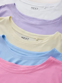 Next Violet/bleu/jaune beurré/rose/blanc - Lot de 5 T-shirts à mancherons Best
