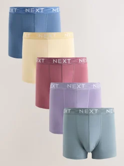 Next Violet/bleu/rouge - Lot de 5 - Boxer en coton riche Online