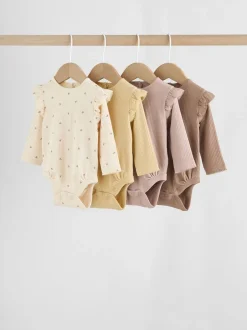 Next Violet/Jaune/Crème Ditsy - Body à volants et manches longues bébé Lot de 4 (0mois2ans) Online