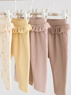 Next - Paquet de jambières pour bébé 4 (0mois-2ans) Violet/Jaune/Crème Ditsy New