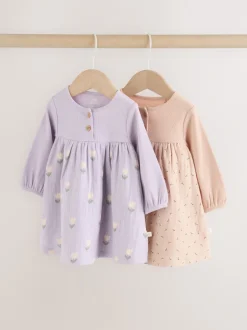 Next Violet/rose - Lot de 2 robes tissées bébé (0mois-3ans) Clearance